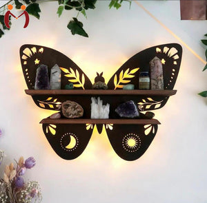 Butterfly Design Wooden Shelf With Back Light