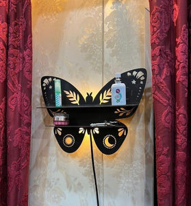 Butterfly Design Wooden Shelf With Back Light