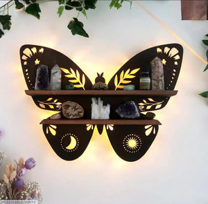 Butterfly Design Wooden Shelf With Back Light