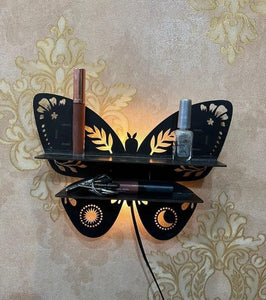 Butterfly Design Wooden Shelf With Back Light