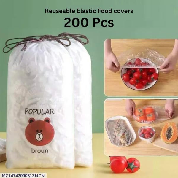 200 Pc Stylish Reuseable Food Lid For Kitchen